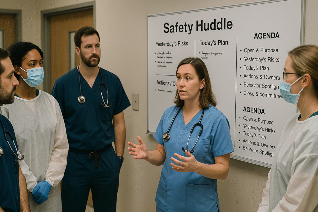 The 10-minute safety huddle template (minute-by-minute)