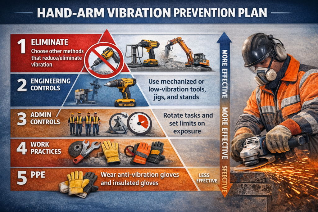 Hand-Arm Vibration prevention plan using the hierarchy of controls