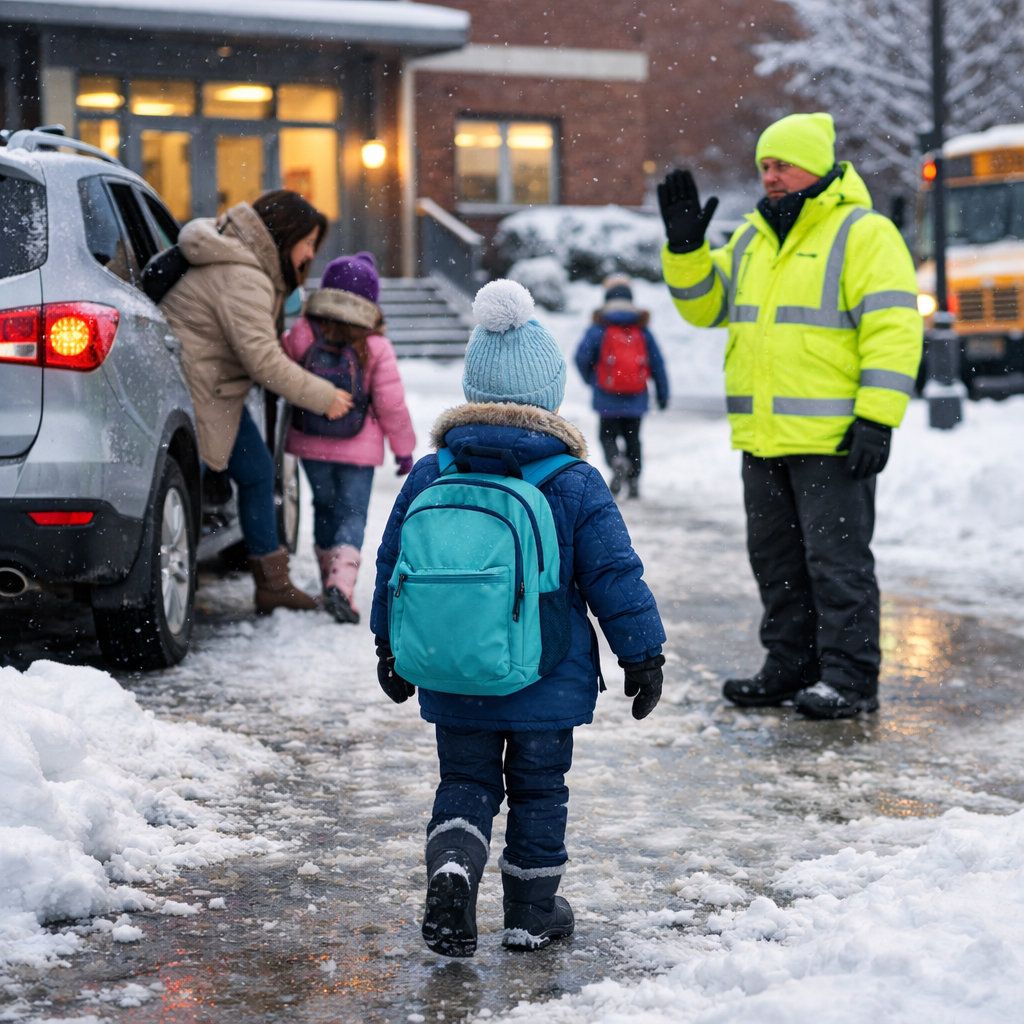 school drop-off winter safety