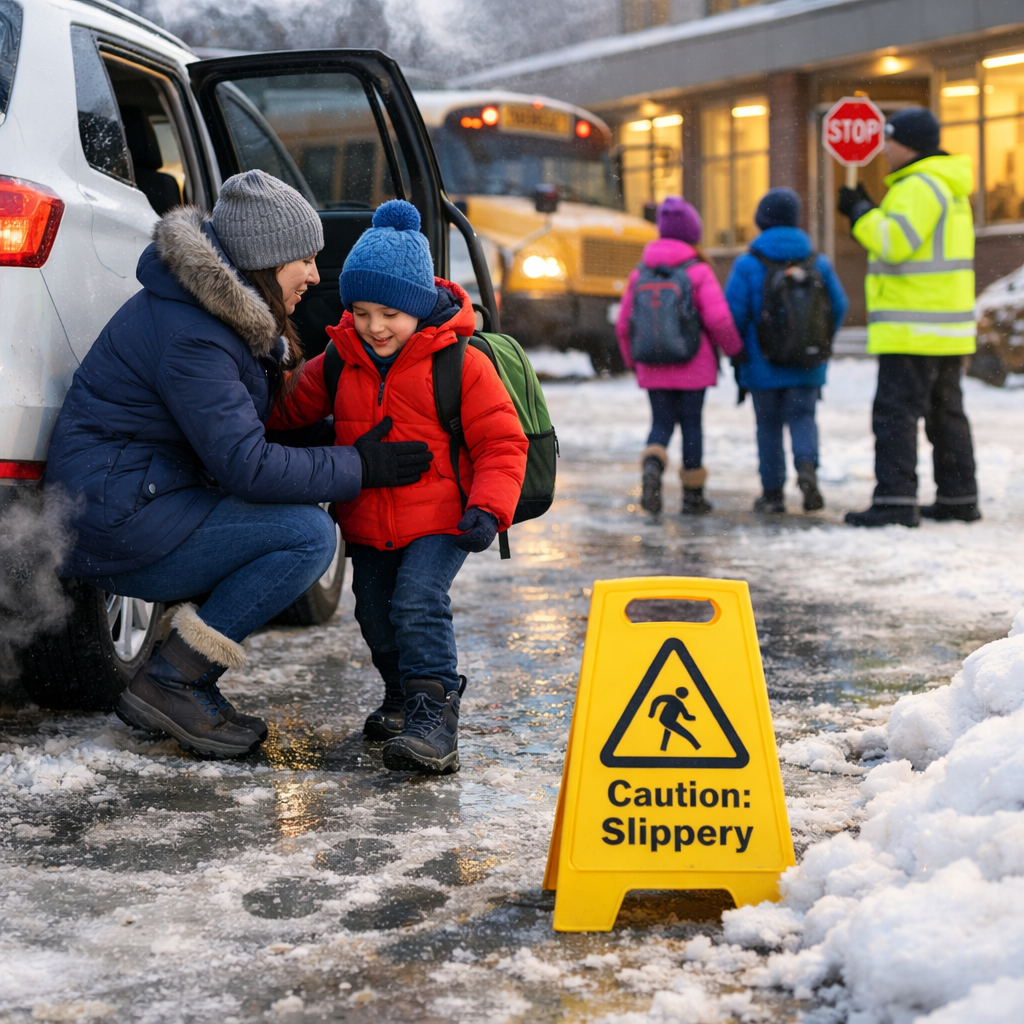 school drop-off winter safety