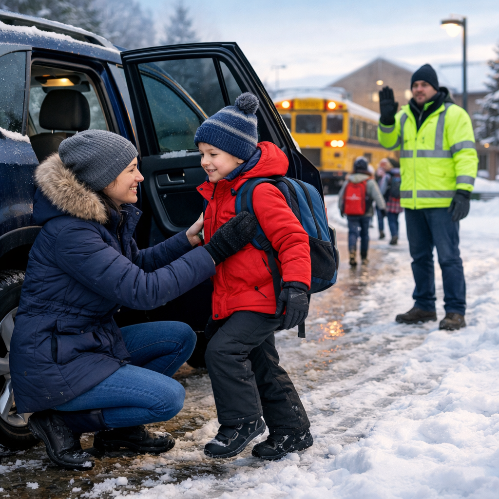 school drop-off winter safety