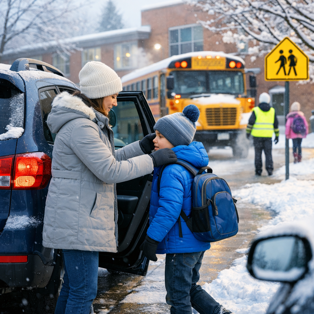 school drop-off winter safety