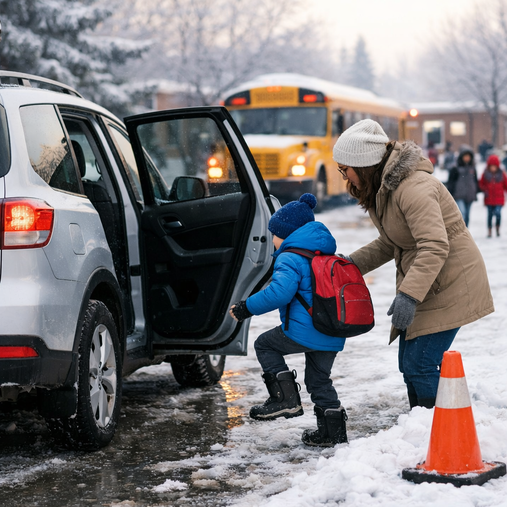 school drop-off winter safety