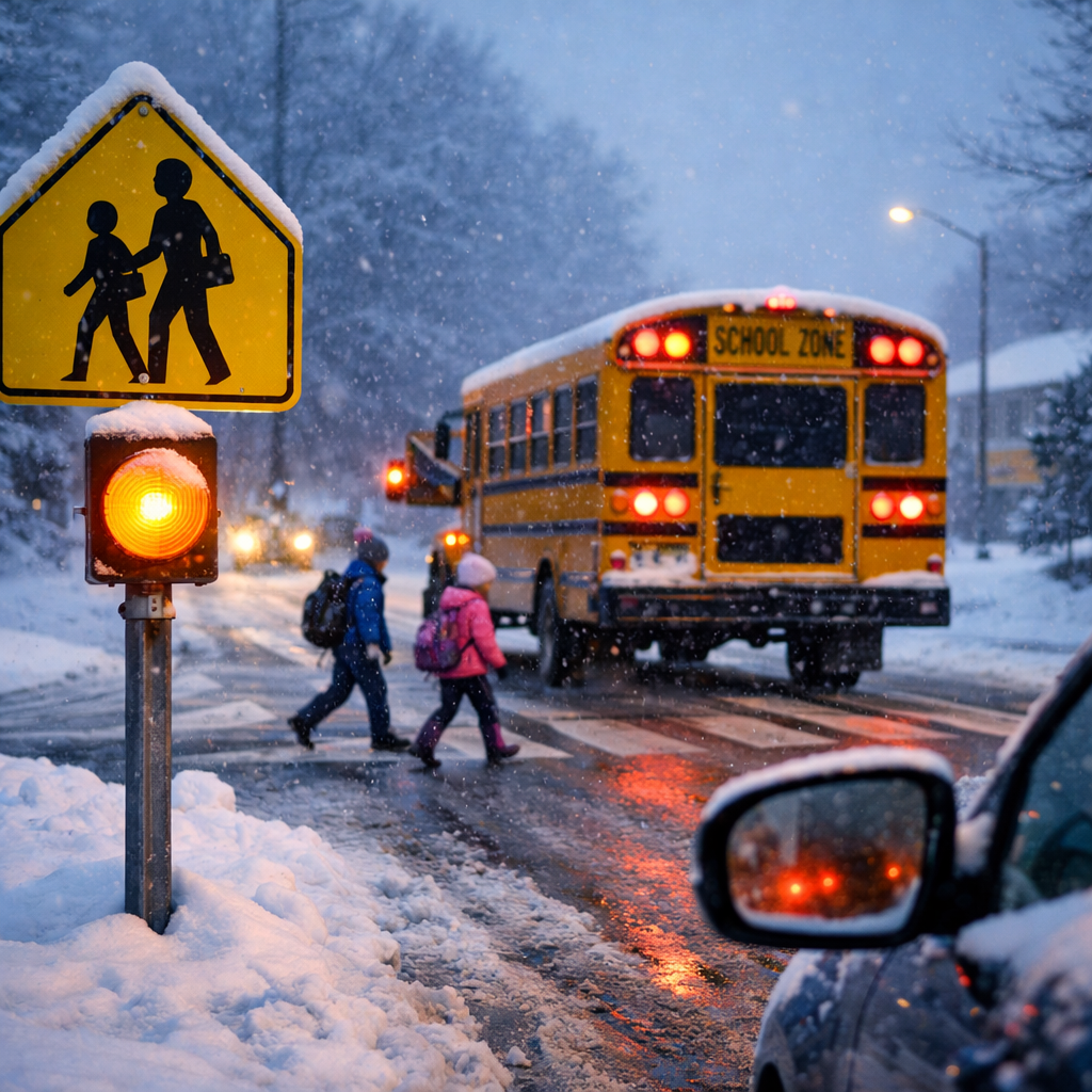 school zone winter driving