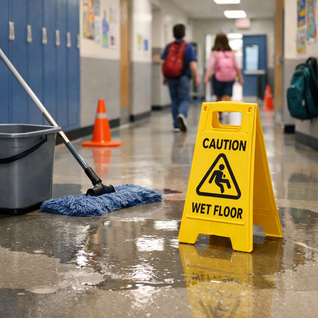 wet floor safety at school