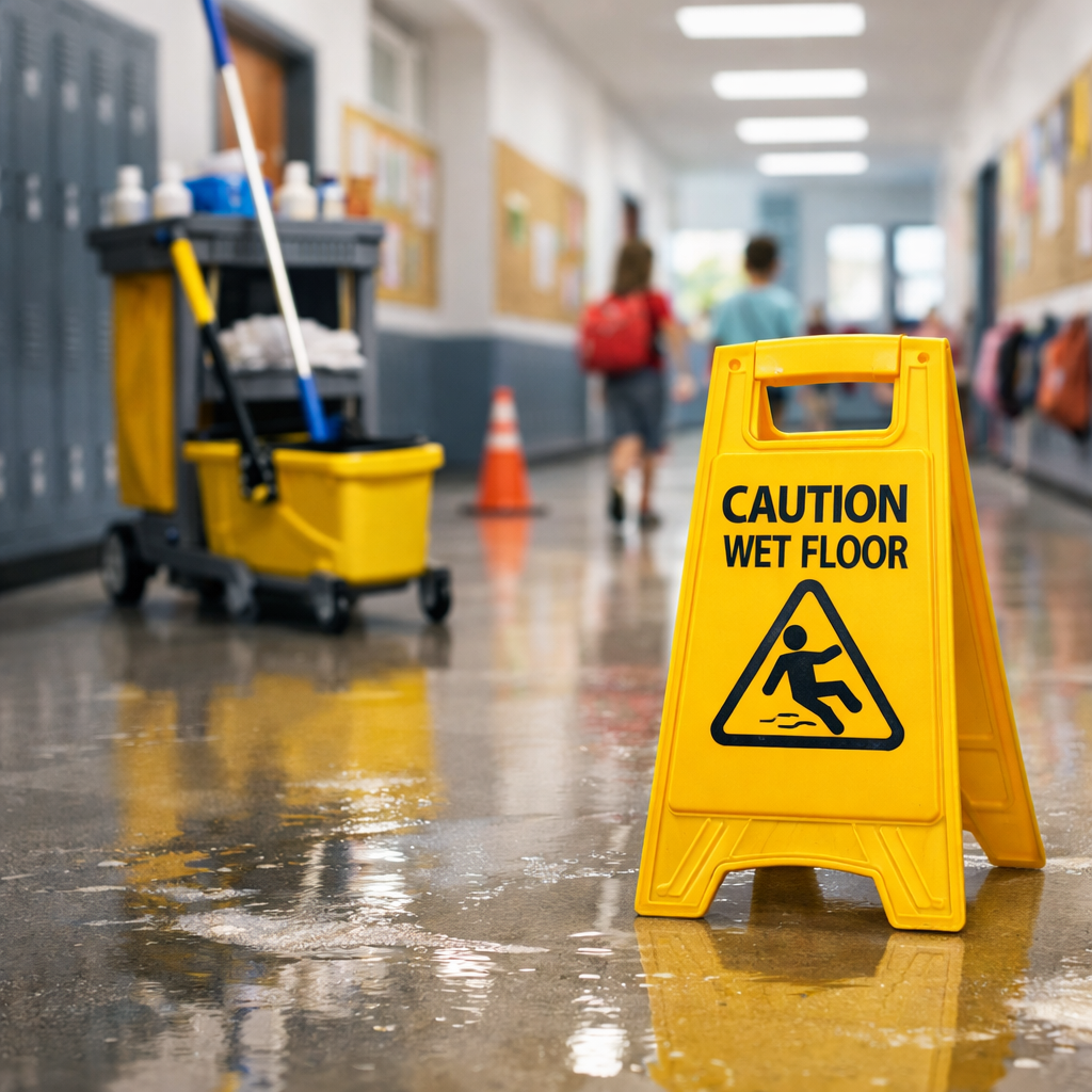wet floor safety at school