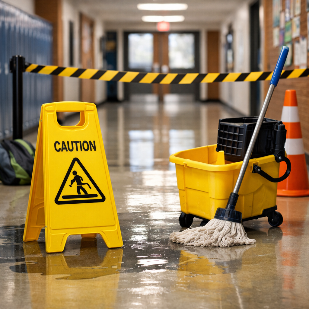 wet floor safety at school