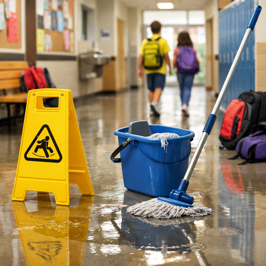 wet floor safety at school