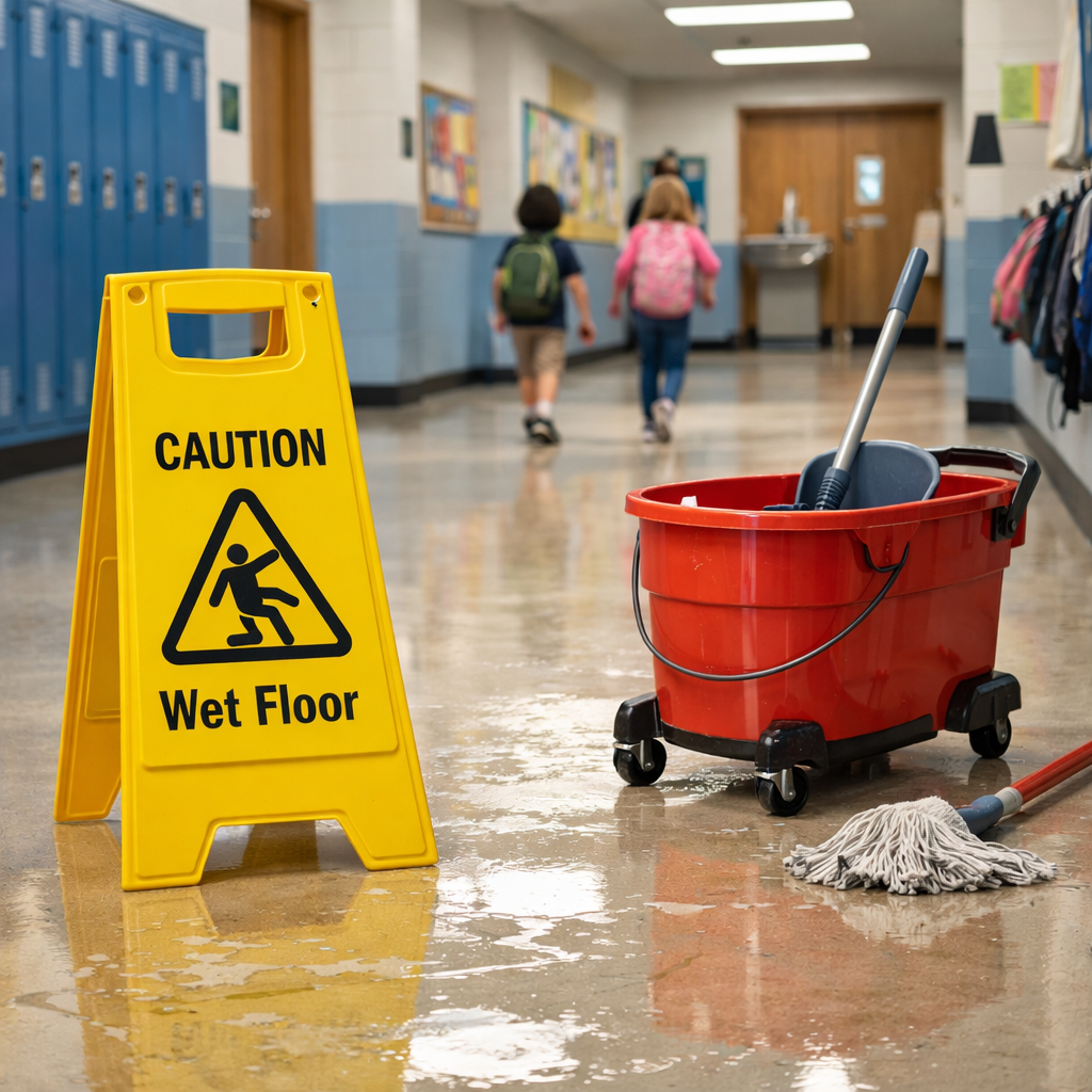 wet floor safety at school