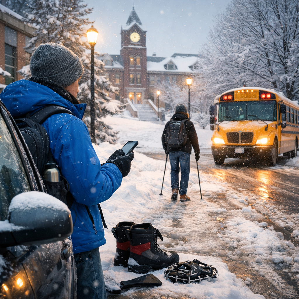 college winter commuting safety