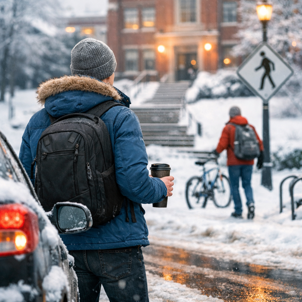 college winter commuting safety