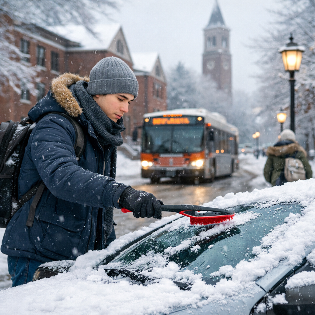 college winter commuting safety