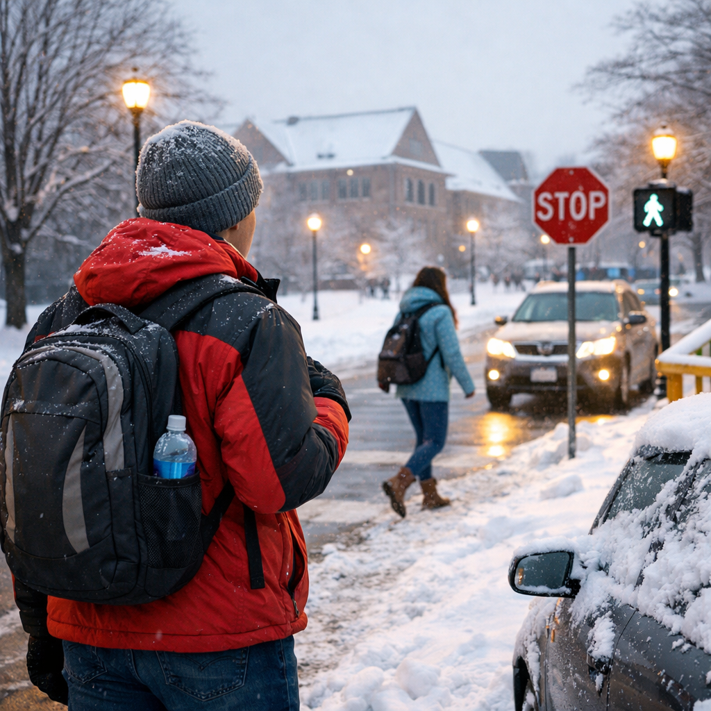 college winter commuting safety