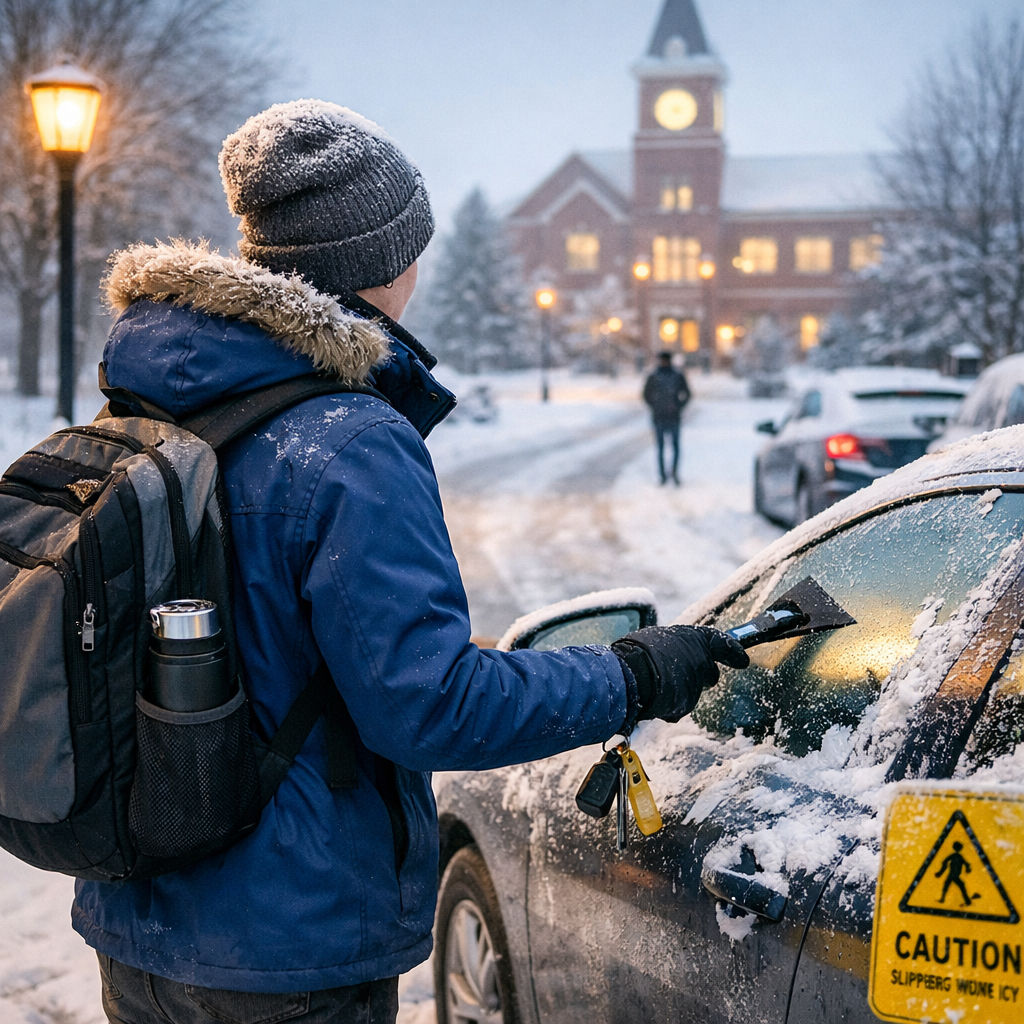 college winter commuting safety